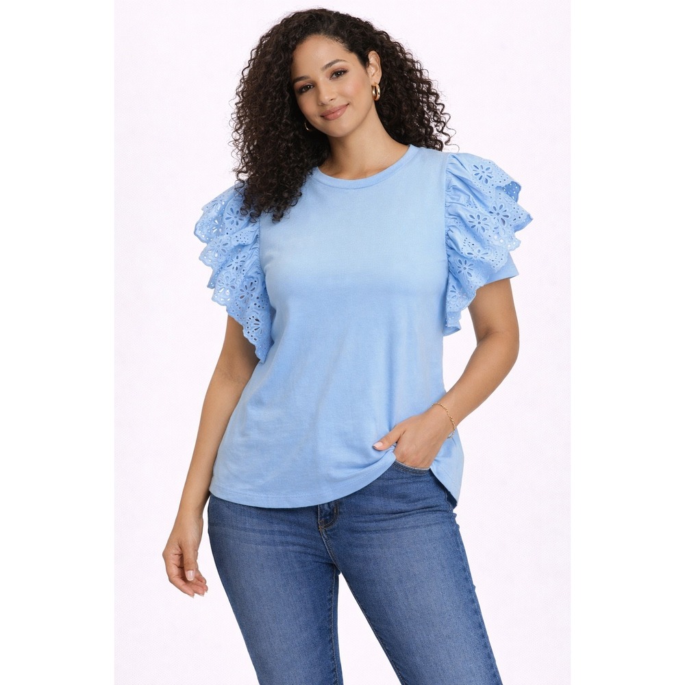 J.Crew-‎ Baby blue Ruffled Sleeveless Blouse Size M